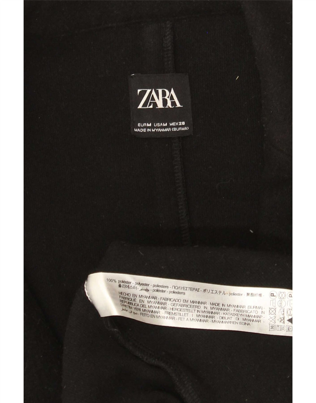 Zara Abrigo abierto de corte holgado para mujer UK 44 Poliéster negro mediano