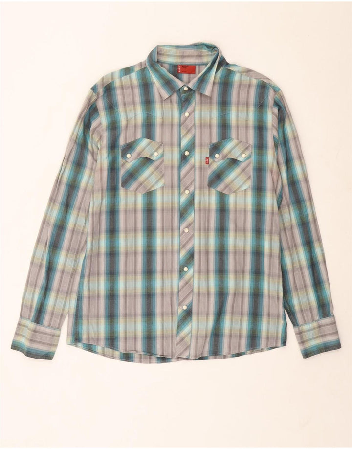 Camisa Levi's para hombre de algodón a cuadros verdes grandes