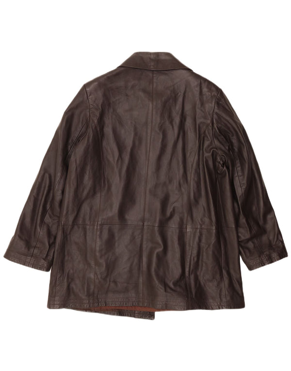 MICHELANGELO Abrigo de cuero para mujer IT 46 Cuero marrón grande