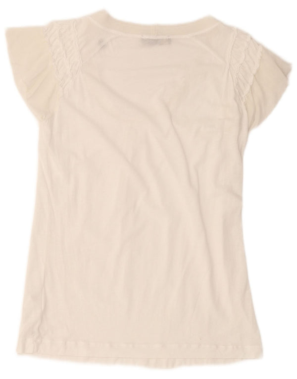 Trussardi Camiseta Regular de Manga Corta para Mujer Top UK 10 Small White Lyocell