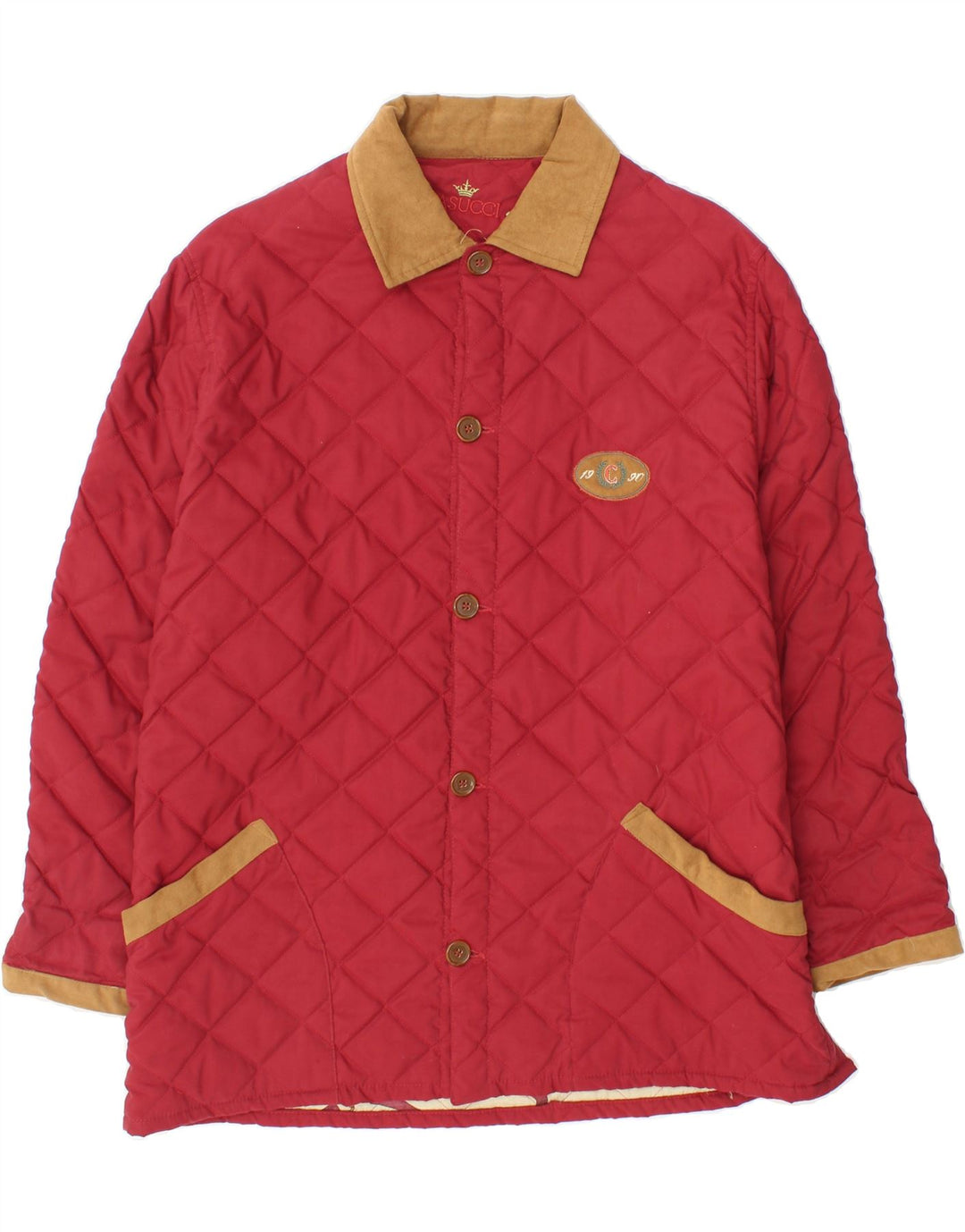 CASUCCI Womens Quilted Jacket UK 14 Medium Red Polyester Vintage Casucci and Second-Hand Casucci from Messina Hembry 
