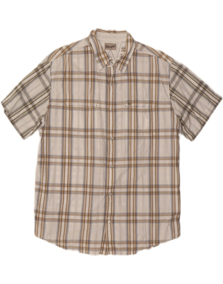 WRANGLER Camisa de manga corta para hombre 2XL Algodón a cuadros blanco