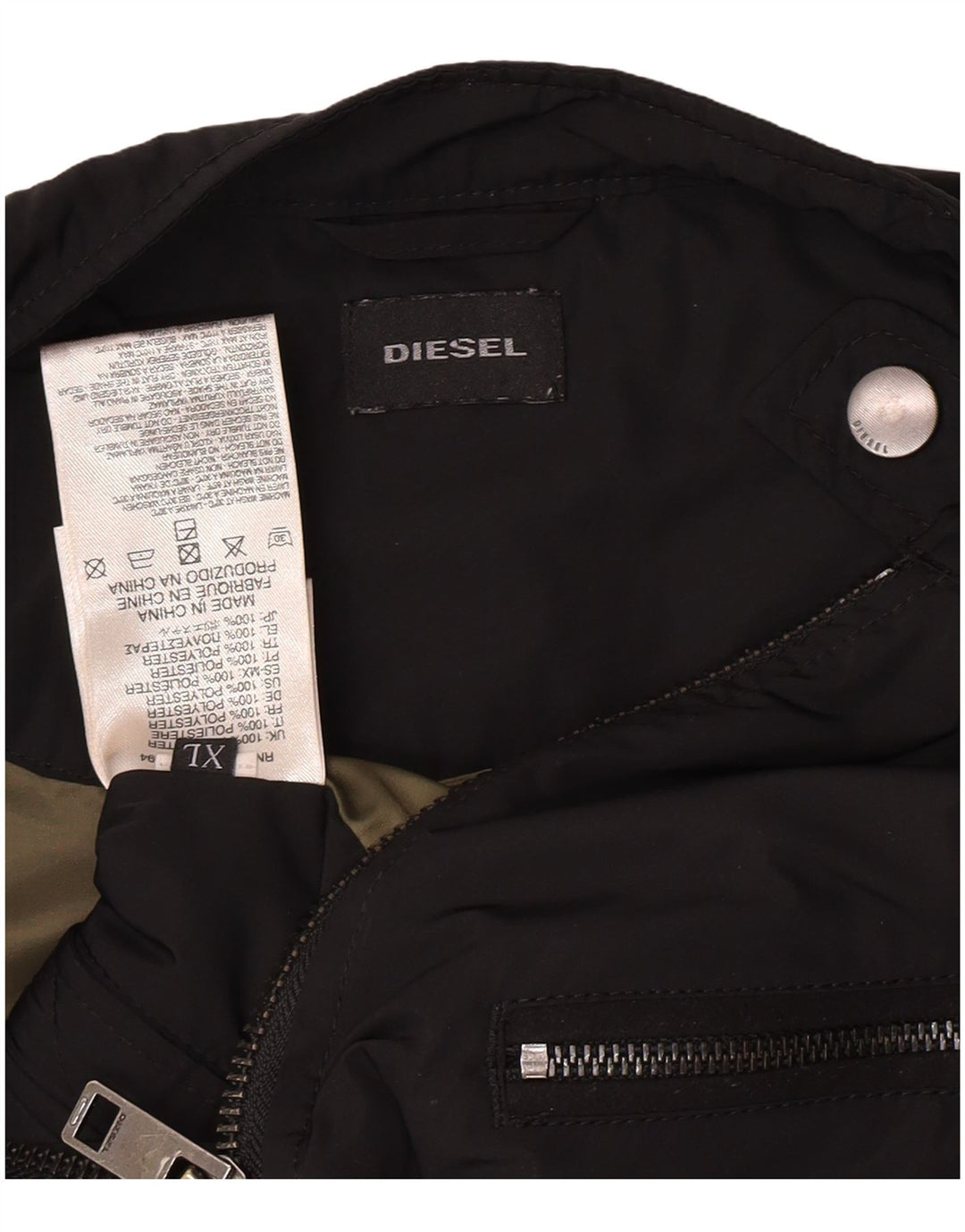 Diesel Chaqueta motera para hombre ES 42 XL Poliéster negro