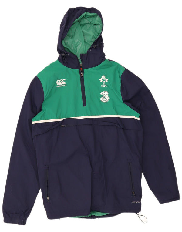 Canterbury Mens IRFU Hooded Rain Jacket UK 38 Medium Navy Blue Colourblock