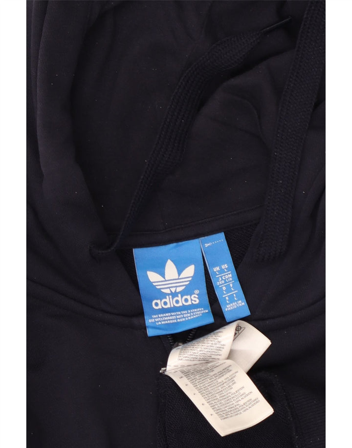 ADIDAS Sudadera con capucha y cremallera para hombre, talla grande, algodón azul marino