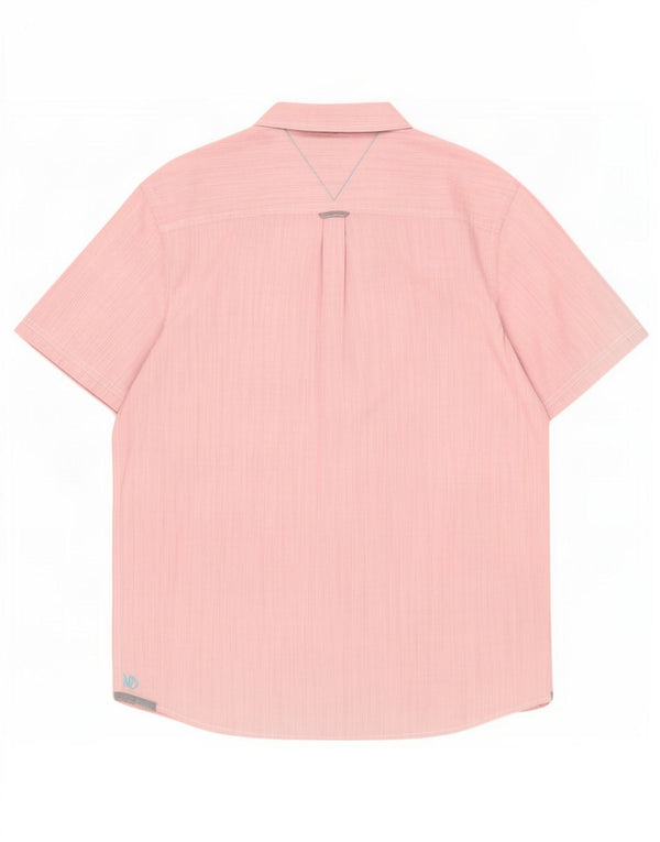 White Stuff Camisa clásica de manga corta para hombre XL Algodón a rayas rosa