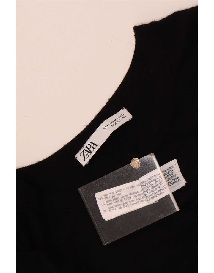 Zara Mujer Cárdigan Suéter UK 12 Mediano Negro