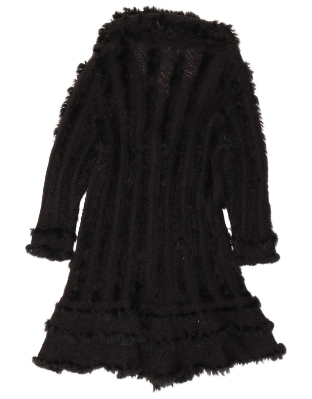 Vintage mujer longline cardigan suéter Reino Unido 14 lana negra mediana