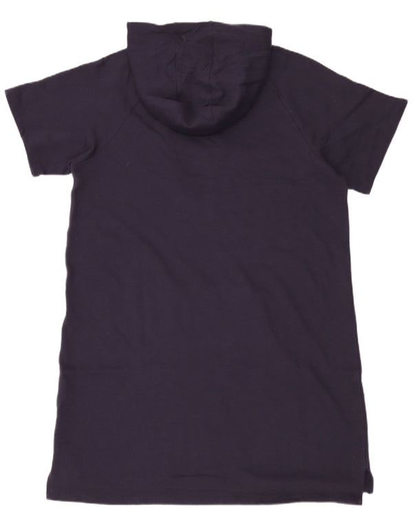 Dkny Vestido con capucha gráfico de manga corta para mujer UK 18 XL Algodón azul marino