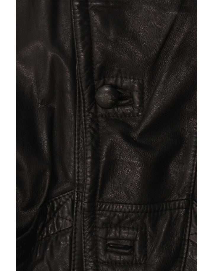 Vintage hombres cuero cortavientos chaqueta Reino Unido 36 pequeño negro