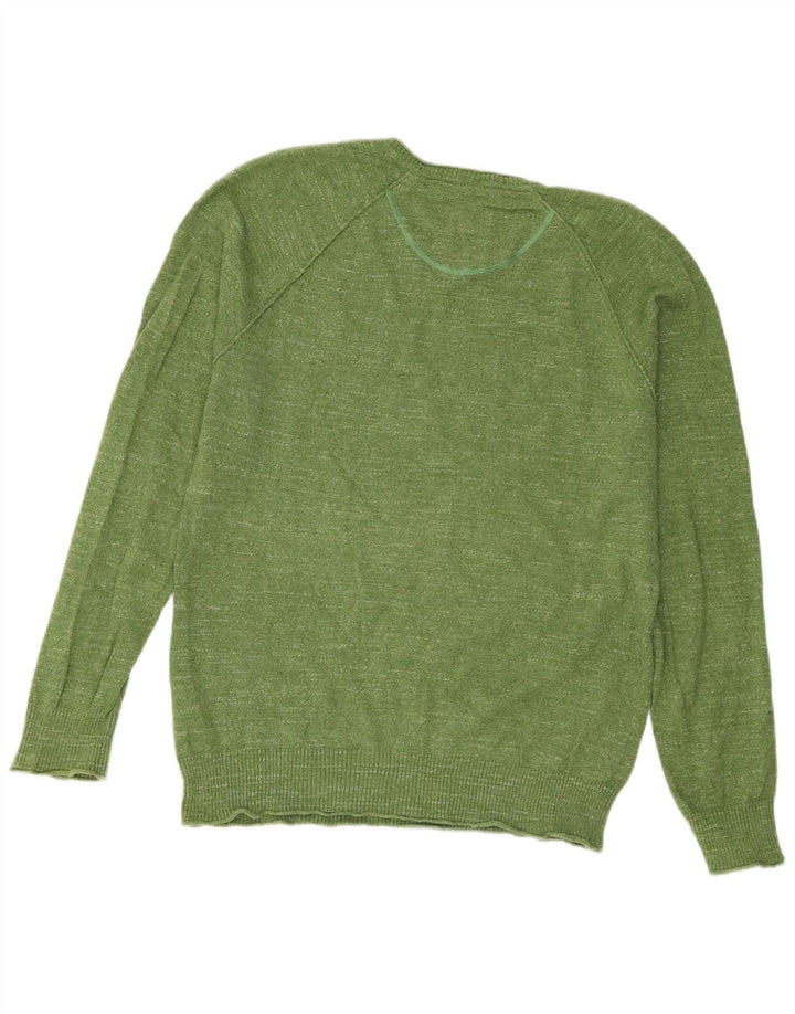 Jersey de corte estándar con cuello en V de algodón verde medio para hombre de White Stuff