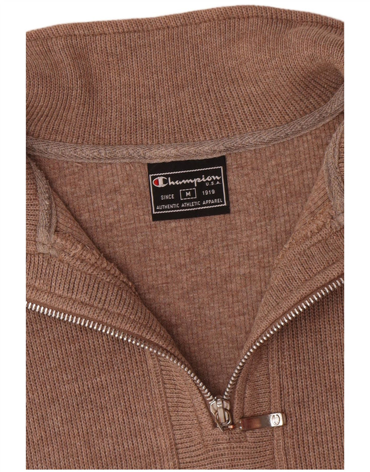 Champion Sudadera con cuello y cremallera para mujer UK 14 Algodón marrón medio