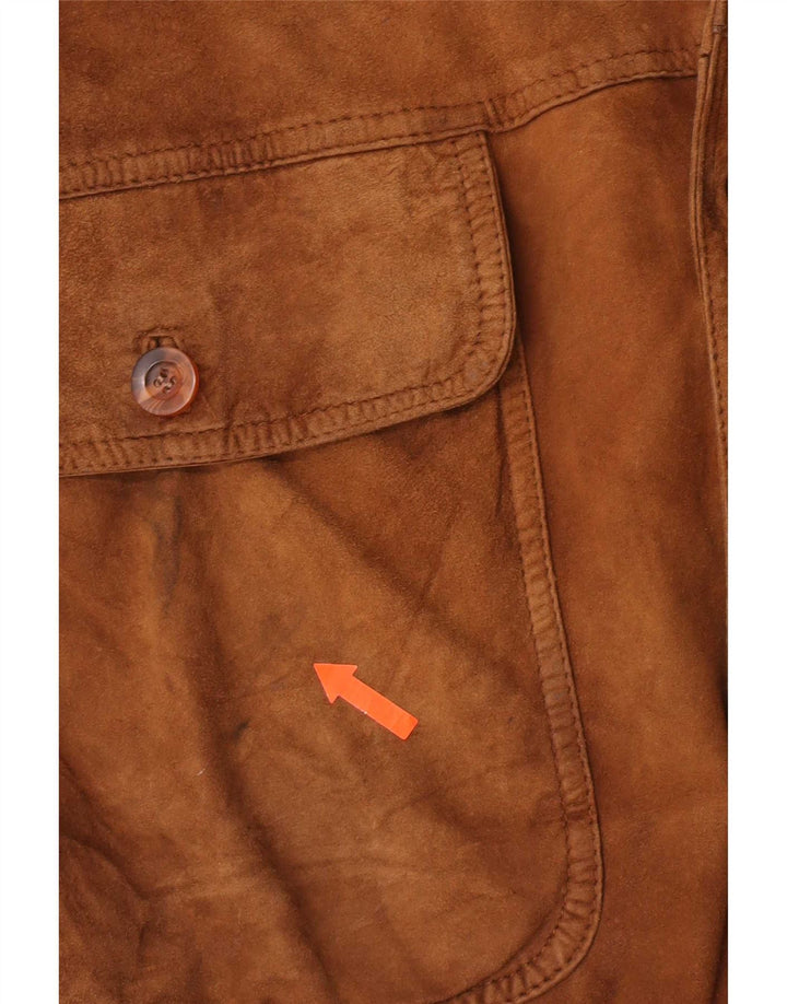 Vintage hombres ante bomber chaqueta IT 52 XL cuero marrón