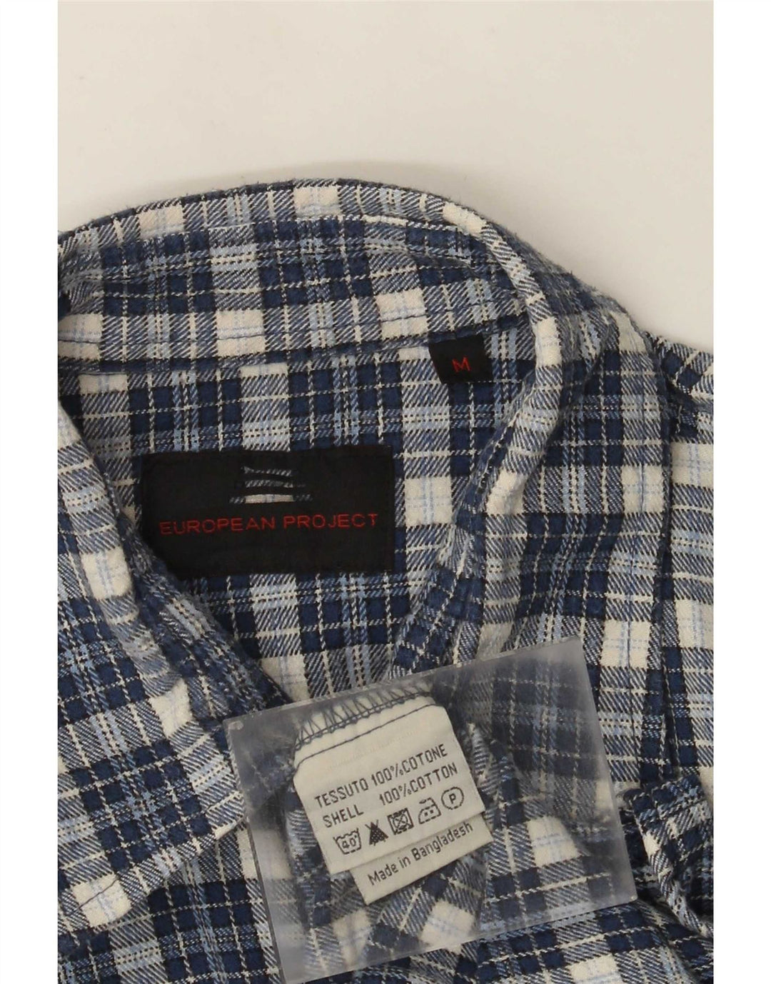 European Project Camisa de franela para hombre de algodón a cuadros azul medio