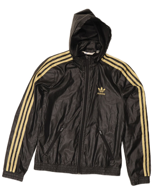 Adidas - Chaqueta de chándal con capucha para mujer, talla 36, poliéster negro pequeño