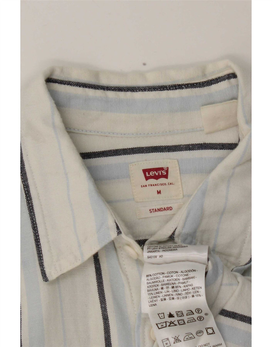 Levi's Camisa de manga corta de corte estándar de algodón a rayas blancas medianas para hombre
