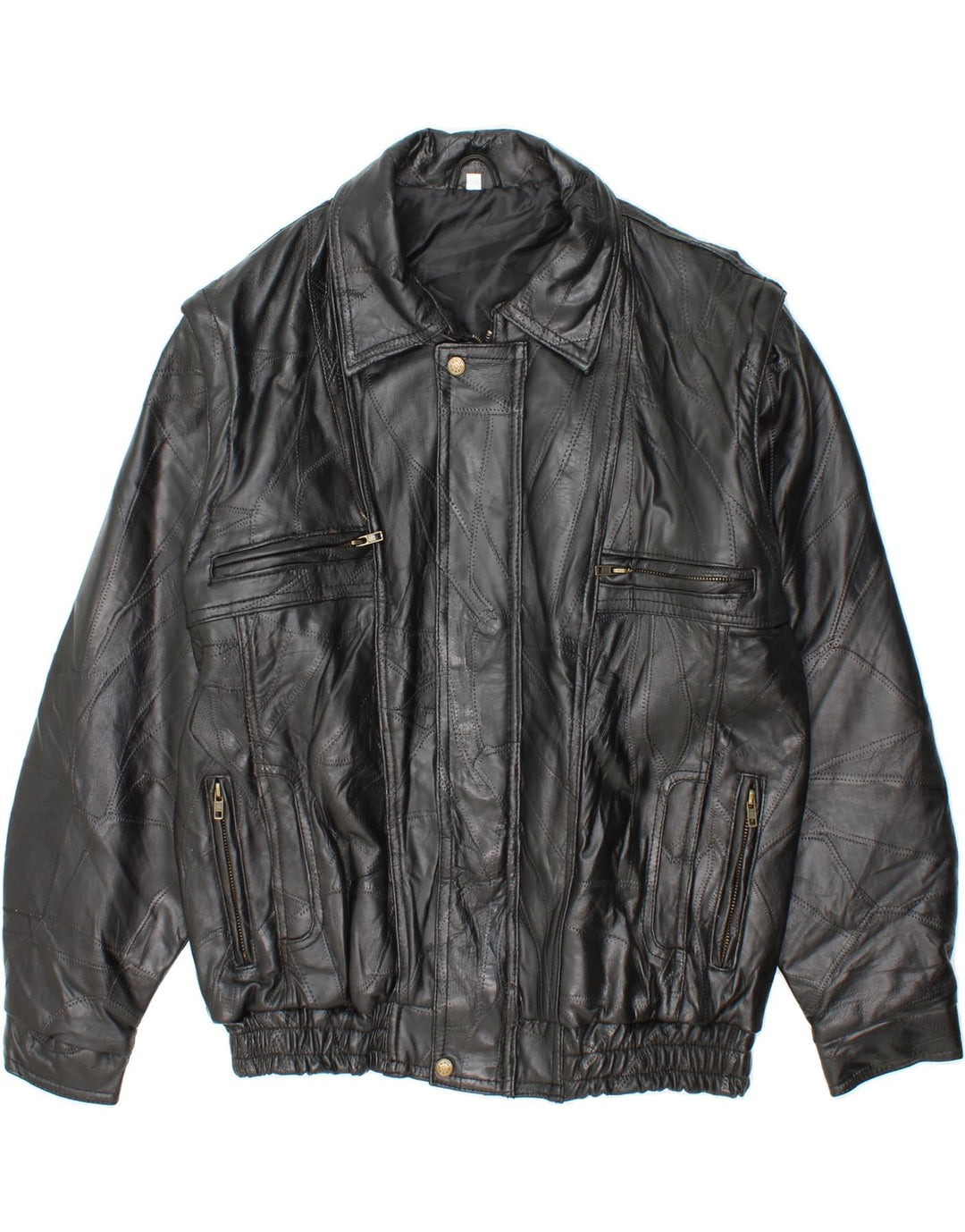 VINTAGE Chaqueta de cuero para hombre Reino Unido 40 Cuero negro grande