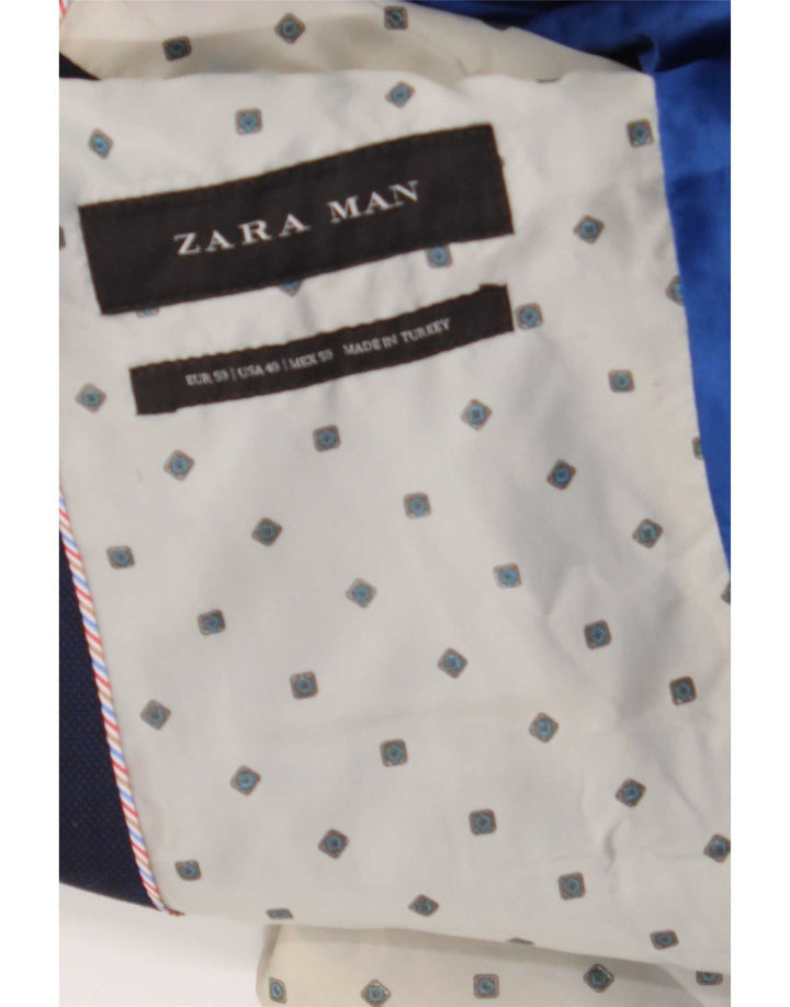 Zara Chaqueta tipo blazer de 2 botones para hombre EU 50 Azul marino mediano