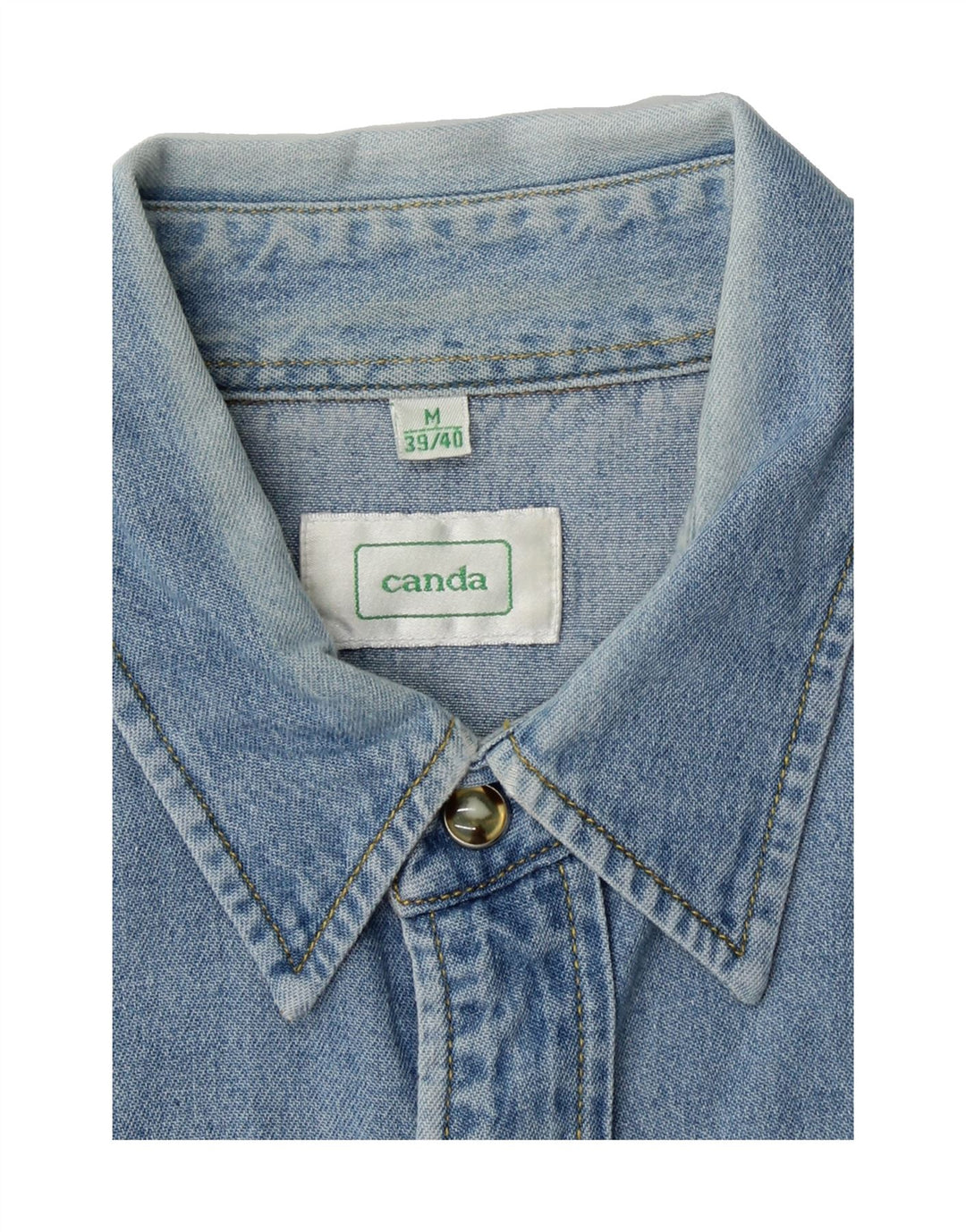 CANDA Mens Denim Shirt Medium Blue Cotton Vintage Canda and Second-Hand Canda from Messina Hembry 