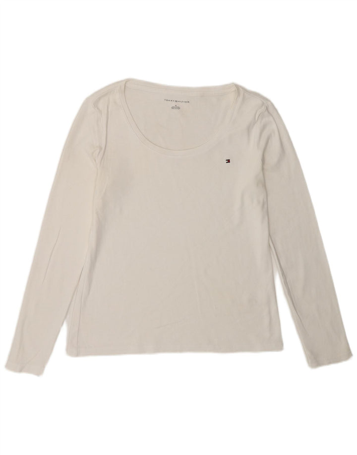 TOMMY HILFIGER Womens Top Long Sleeve UK 14 Medium White