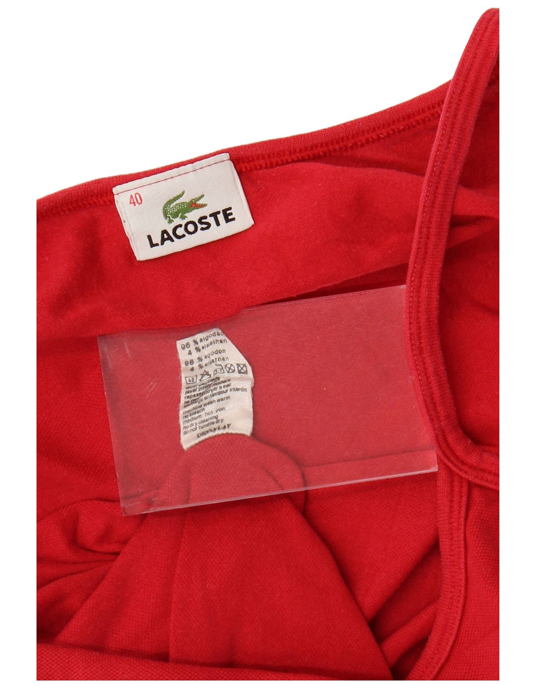 LACOSTE Top corto de tirantes para mujer Talla 40 Algodón rojo mediano