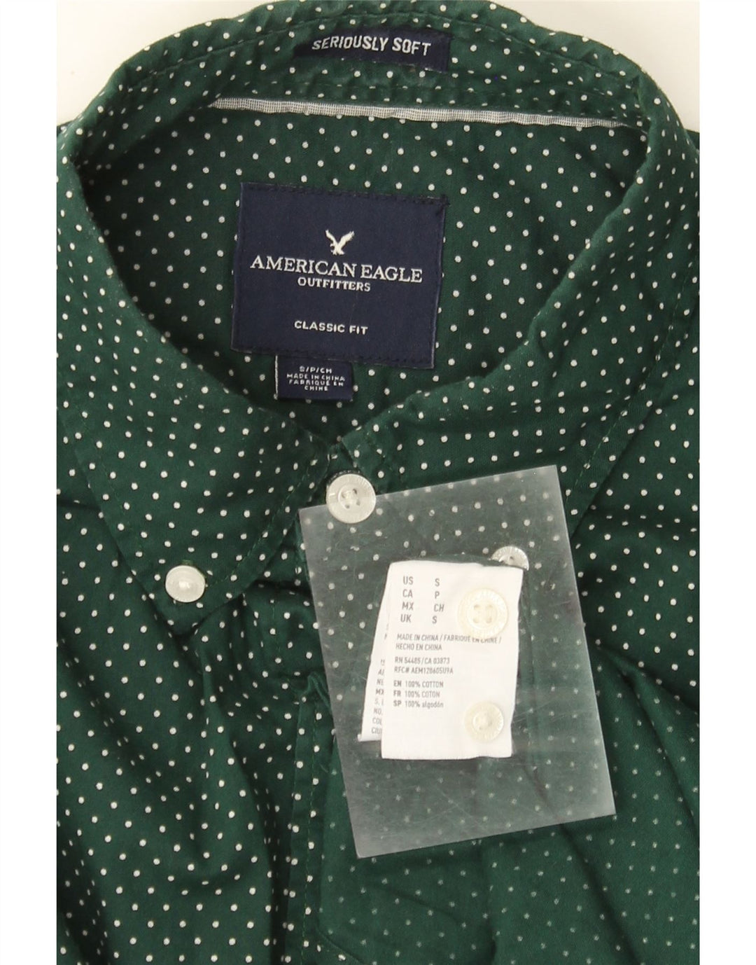 American Eagle Camisa De Corte Clásico Para Hombre Algodón Con Motivos Verdes Pequeños