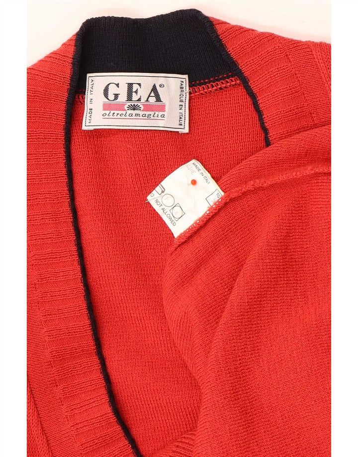Vintage Mens Cardigan Suéter IT 50 Lana Roja Mediana
