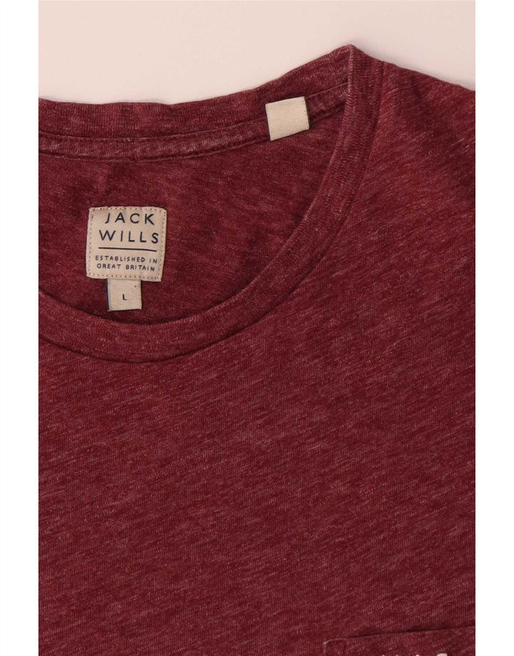 Jack Wills - Camiseta para hombre, talla grande, poliéster moteado en color burdeos