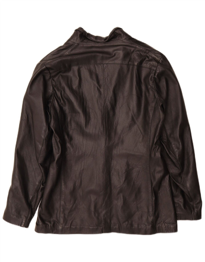 Chaqueta de cuero vintage para mujer IT 48 XL Negro