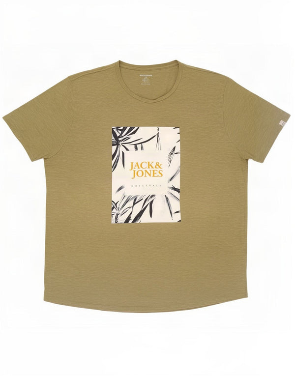 Jack & Jones Camiseta estampada para hombre 3XL Algodón caqui