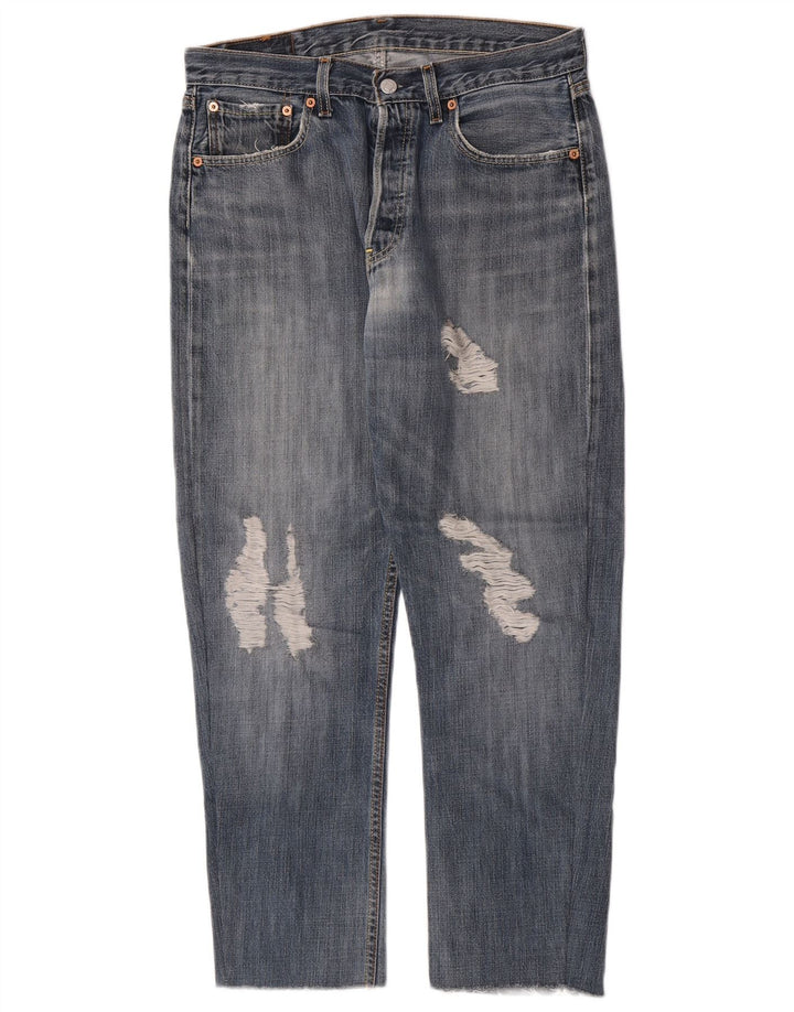 Levi's Jeans rectos desgastados 501 para hombre W32 L28 Algodón azul