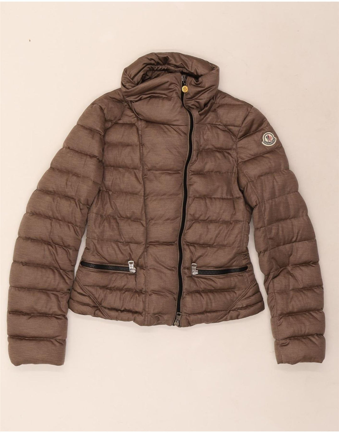 Moncler Mujer Chaqueta Acolchada Talla 2 Pequeña Marrón Poliéster