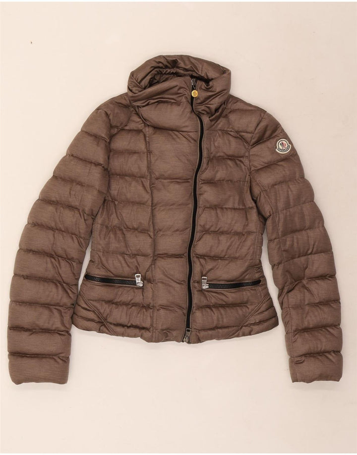 Moncler Mujer Chaqueta Acolchada Talla 2 Pequeña Marrón Poliéster