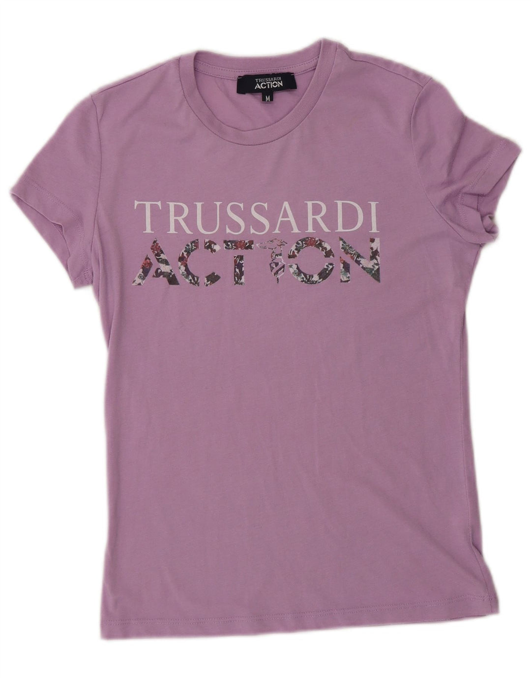 Trussardi Camiseta gráfica para mujer Top UK 42 Poliéster morado mediano