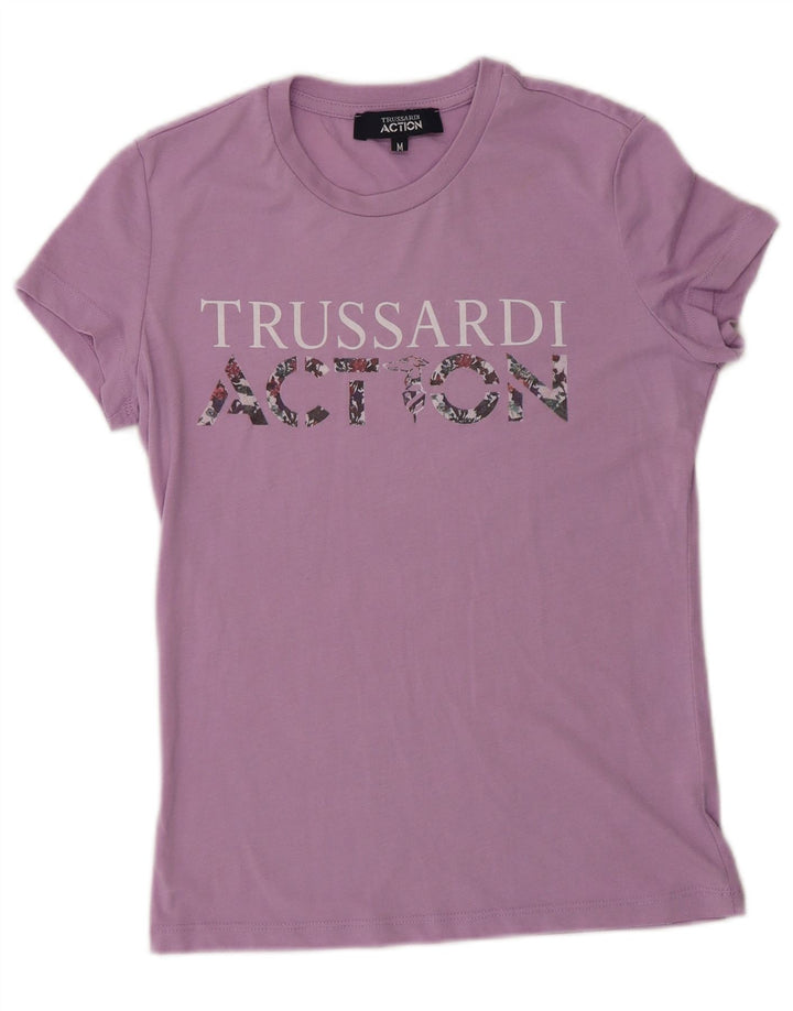 Trussardi Camiseta gráfica para mujer Top UK 42 Poliéster morado mediano