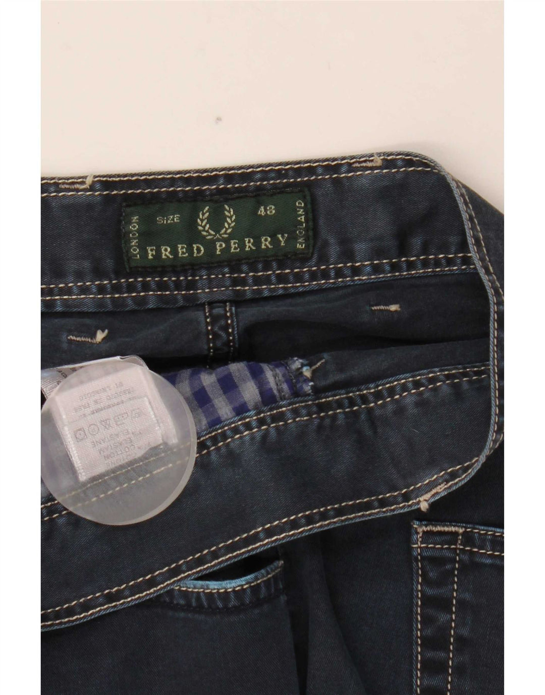 Fred Perry Jeans ajustados para hombre IT 48 Medium W33 L30 Algodón azul marino