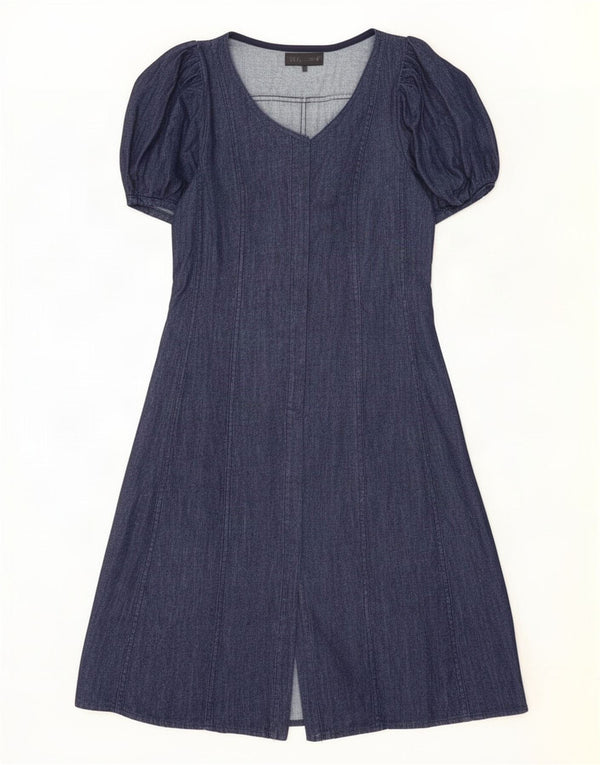 Zara Vestido Vaquero Mujer UK 10 Small Azul Marino Algodón
