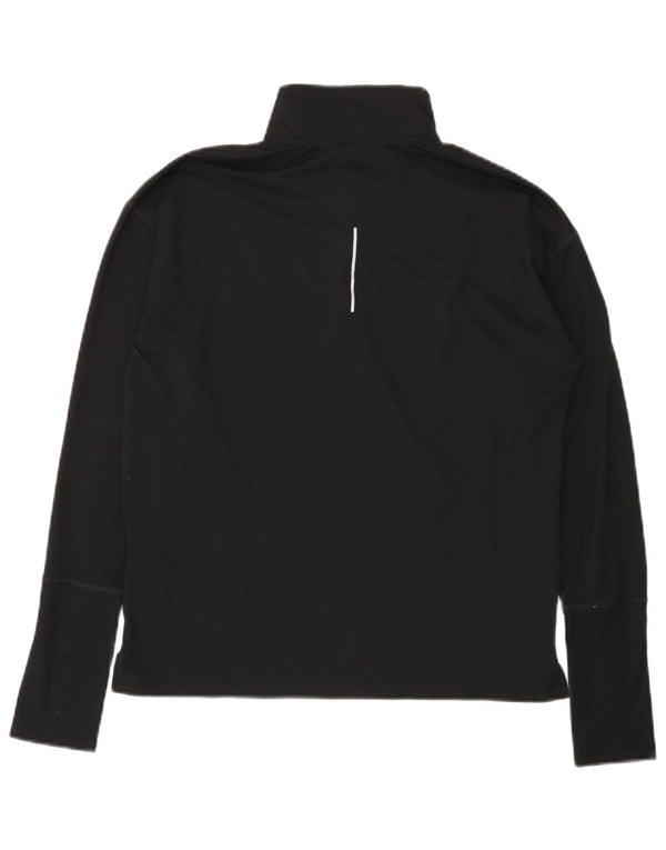 Nike Mens Running Zip Neck Top Manga Larga Pequeño Poliéster Negro