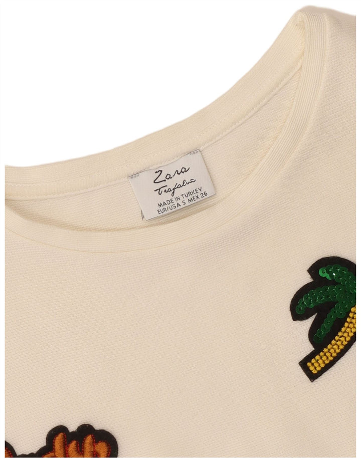 Zara Mujer Trafaluc Túnica Top UK 10 Small Off White