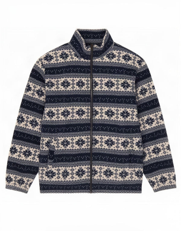 Vintage mujer chaqueta de lana Reino Unido 18 XL azul marino Fair Isle algodón