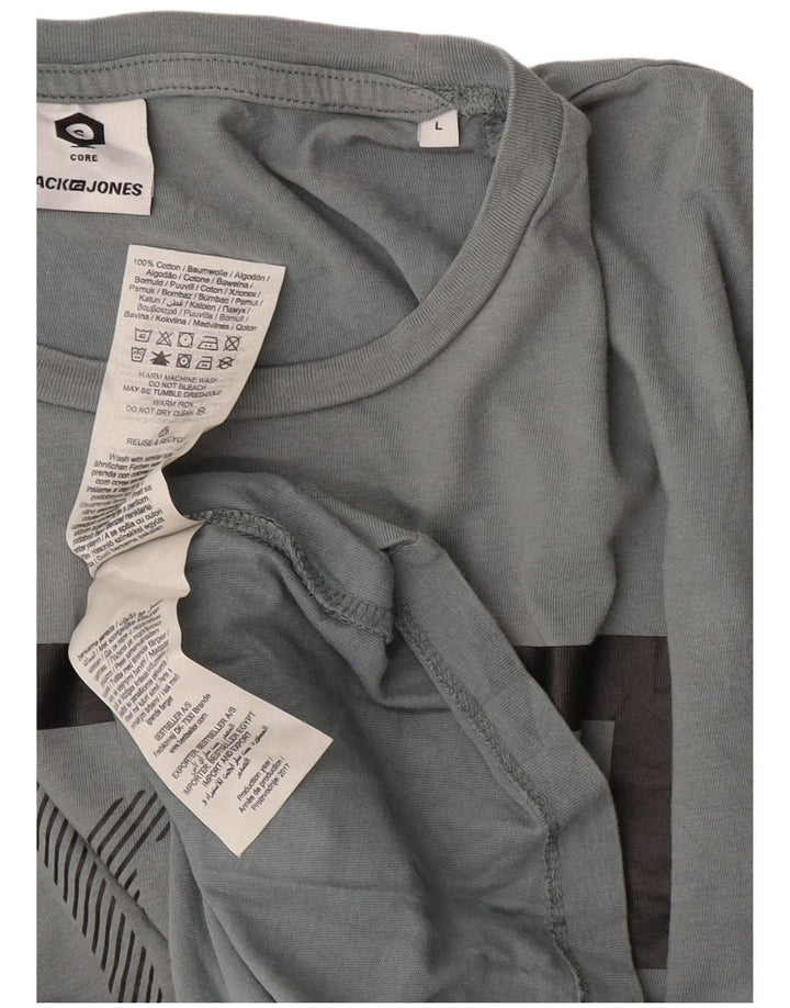Jack & Jones - Camiseta gráfica para hombre, talla grande, algodón gris