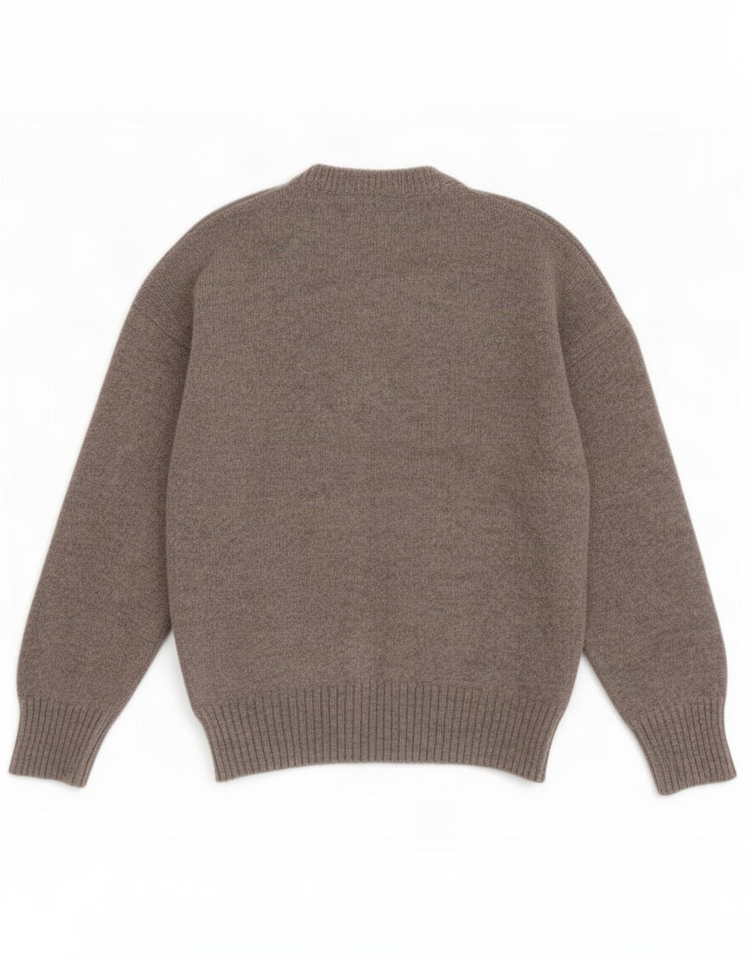 Vintage hombres cuello redondo jersey suéter medio gris colorblock lana nueva