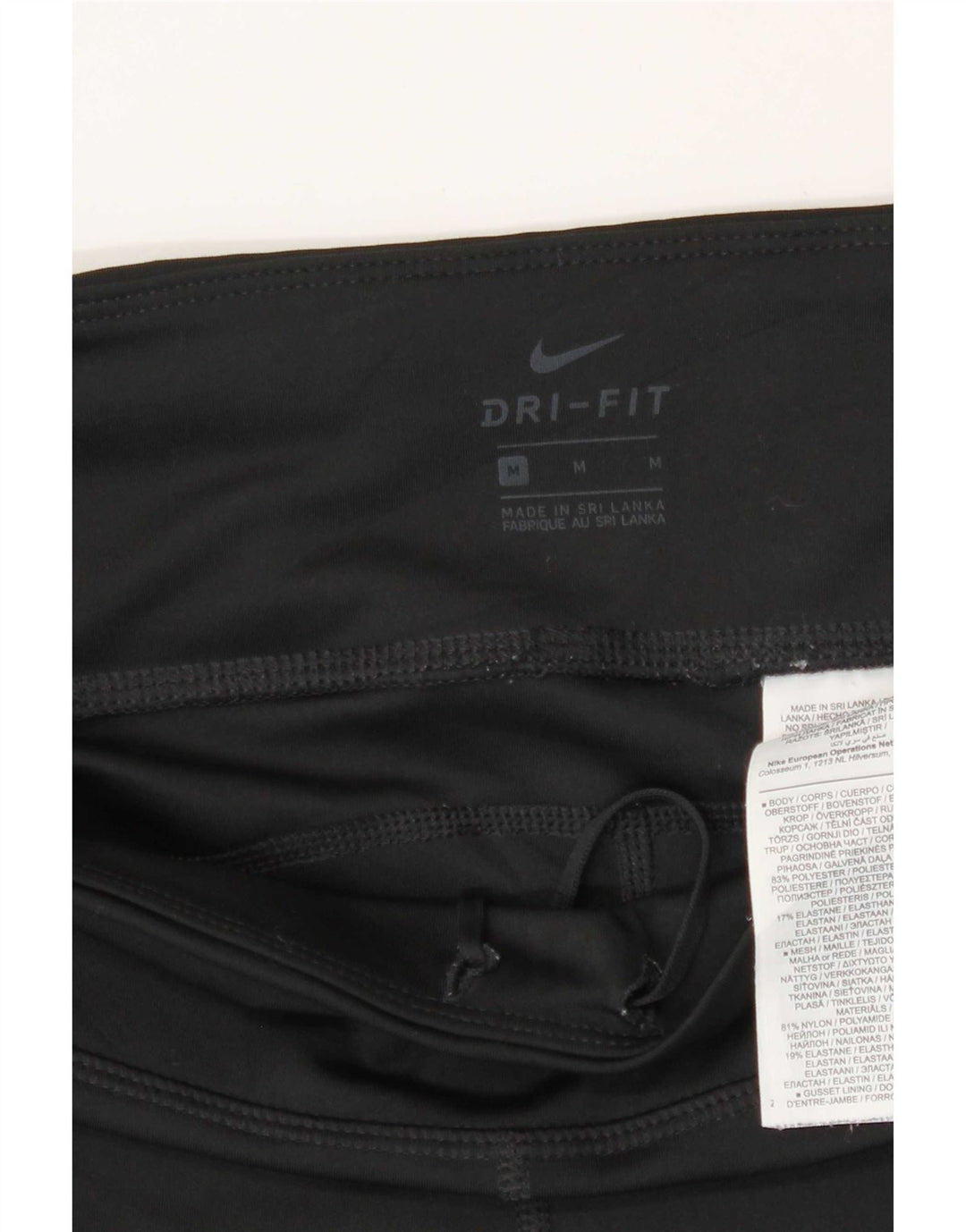 Nike Leggings cortos Dri Fit para mujer UK 12 Mediano Negro Poliéster