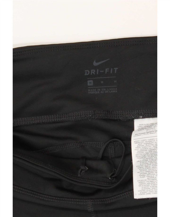 Nike Leggings cortos Dri Fit para mujer UK 12 Mediano Negro Poliéster