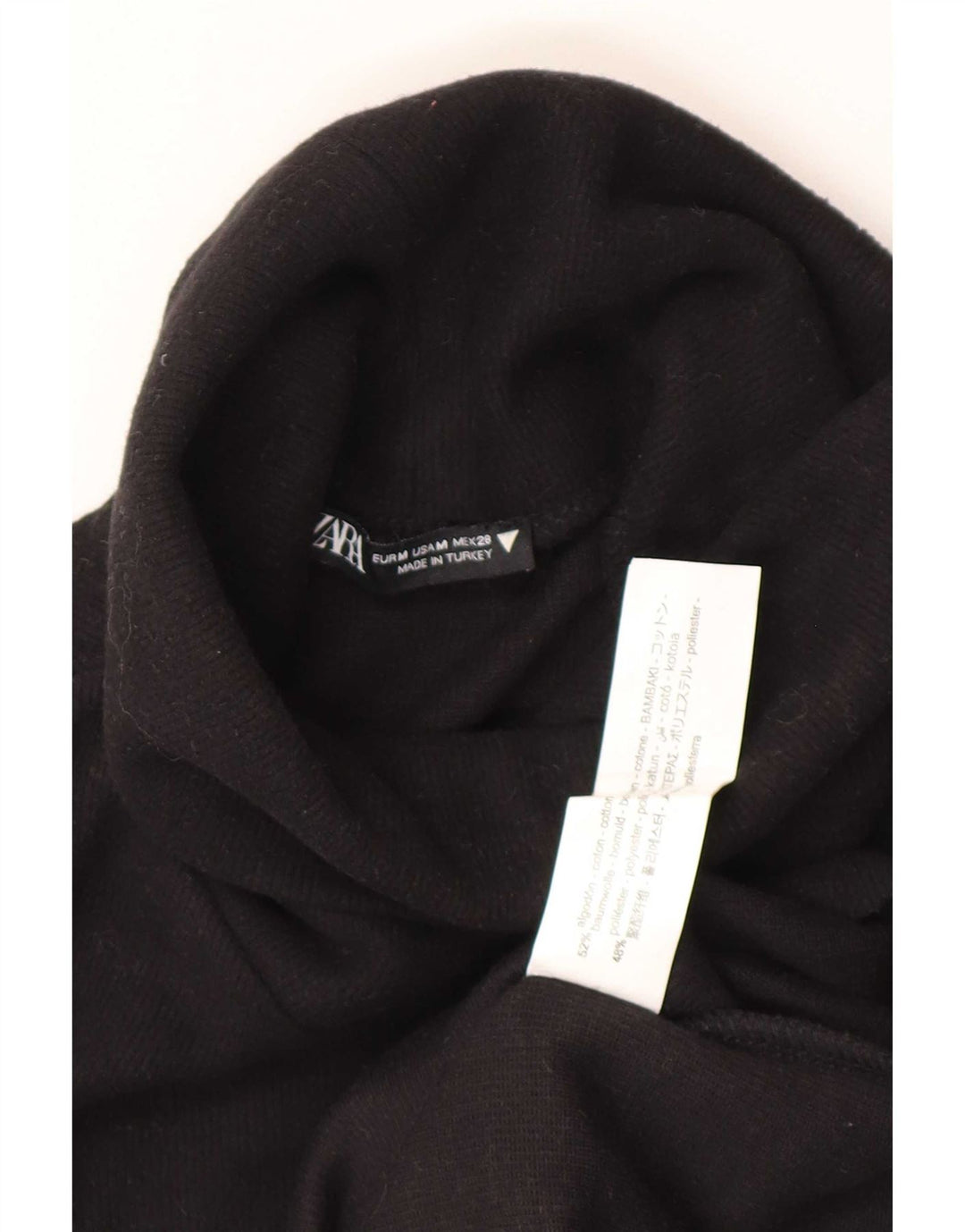 Zara Mujer Roll Neck Chaleco Top UK 12 Medium Negro Algodón