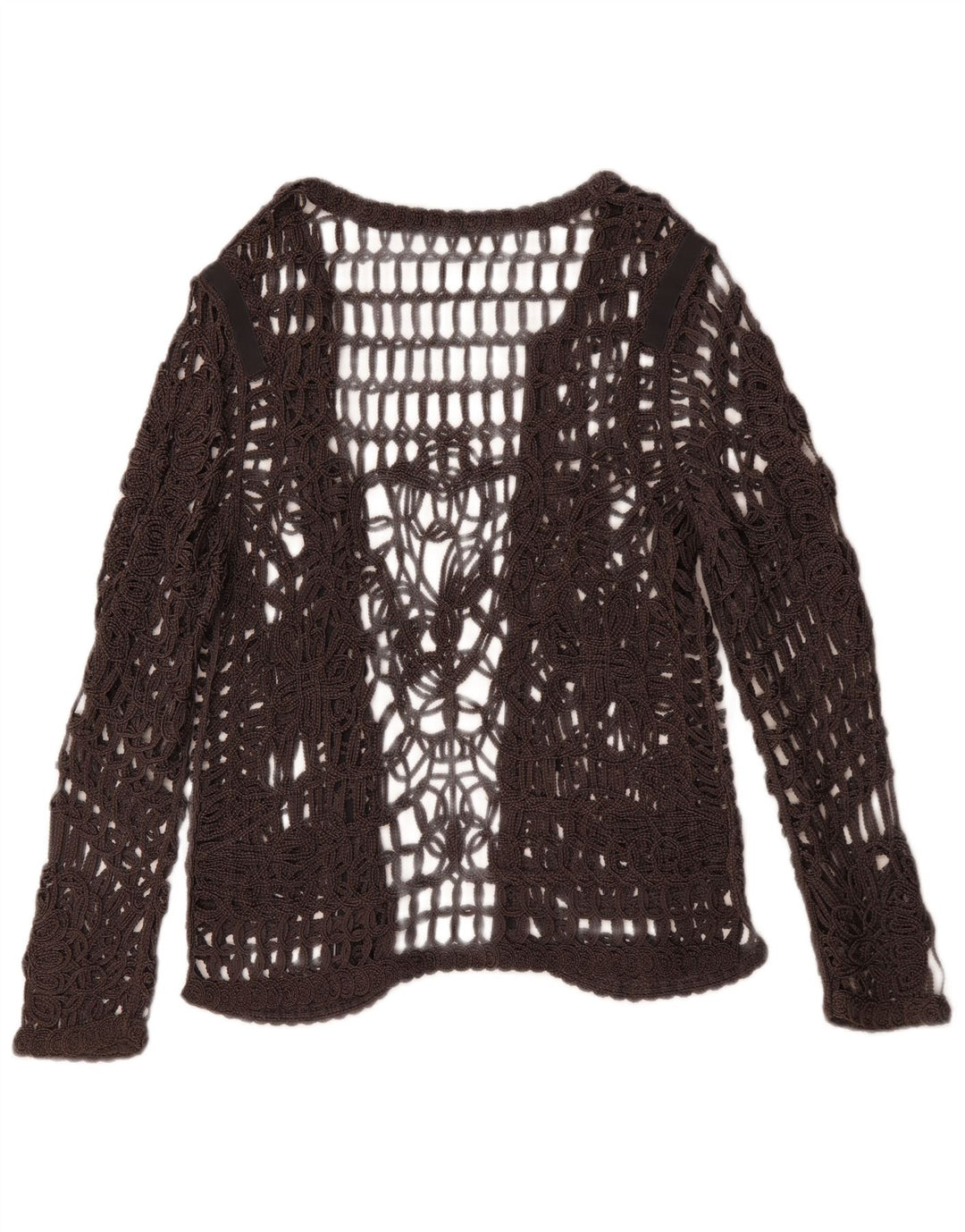 MONARI Top transparente de crochet de manga larga para mujer UK 44 Gris grande