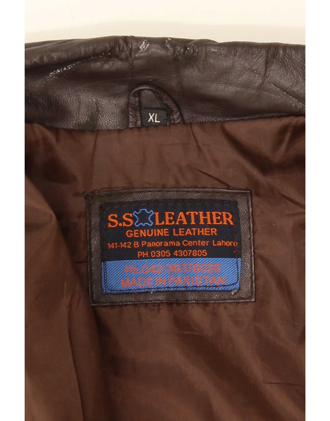 Chaqueta de cuero vintage para hombre Reino Unido 42 XL Marrón