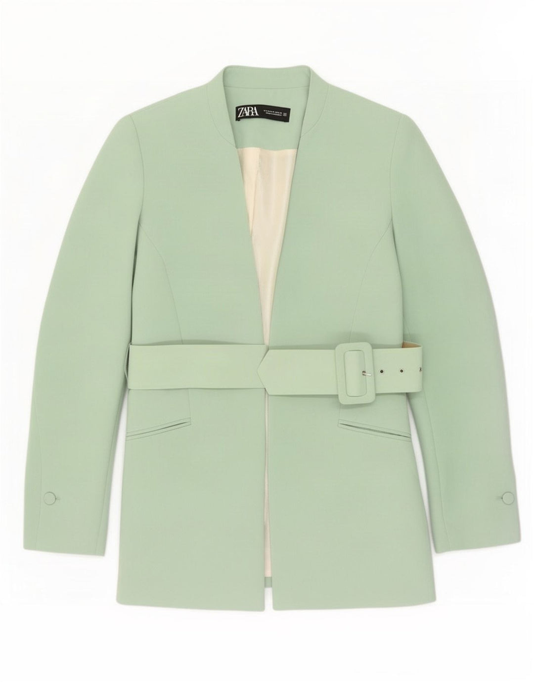 Zara Mujer Blazer Chaqueta UK 44 Poliéster Verde Medio