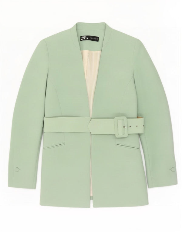 Zara Mujer Blazer Chaqueta UK 44 Poliéster Verde Medio