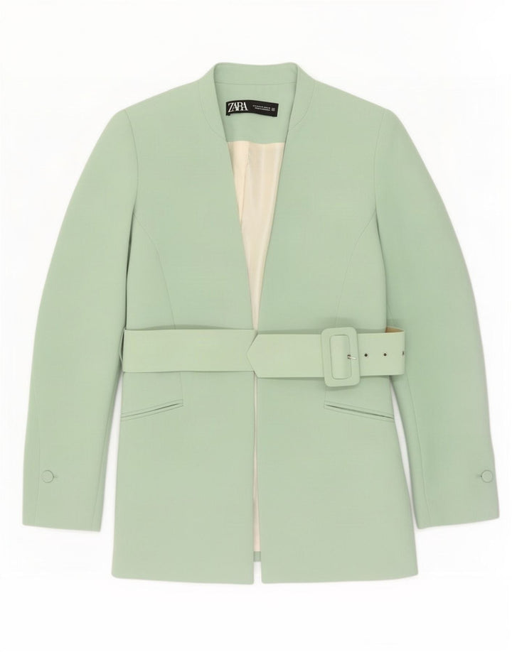 Zara Mujer Blazer Chaqueta UK 44 Poliéster Verde Medio